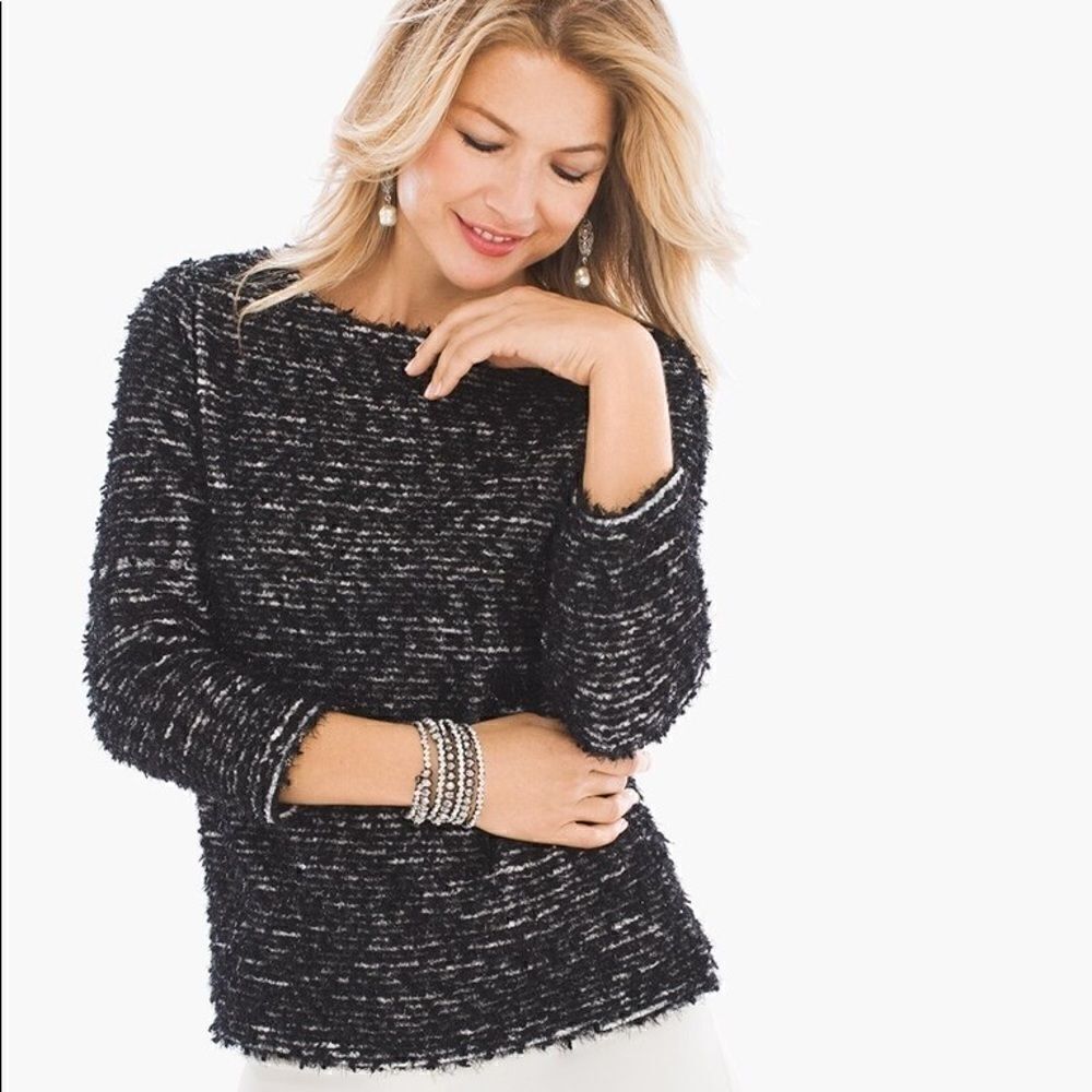 Chico's textured black metallic top